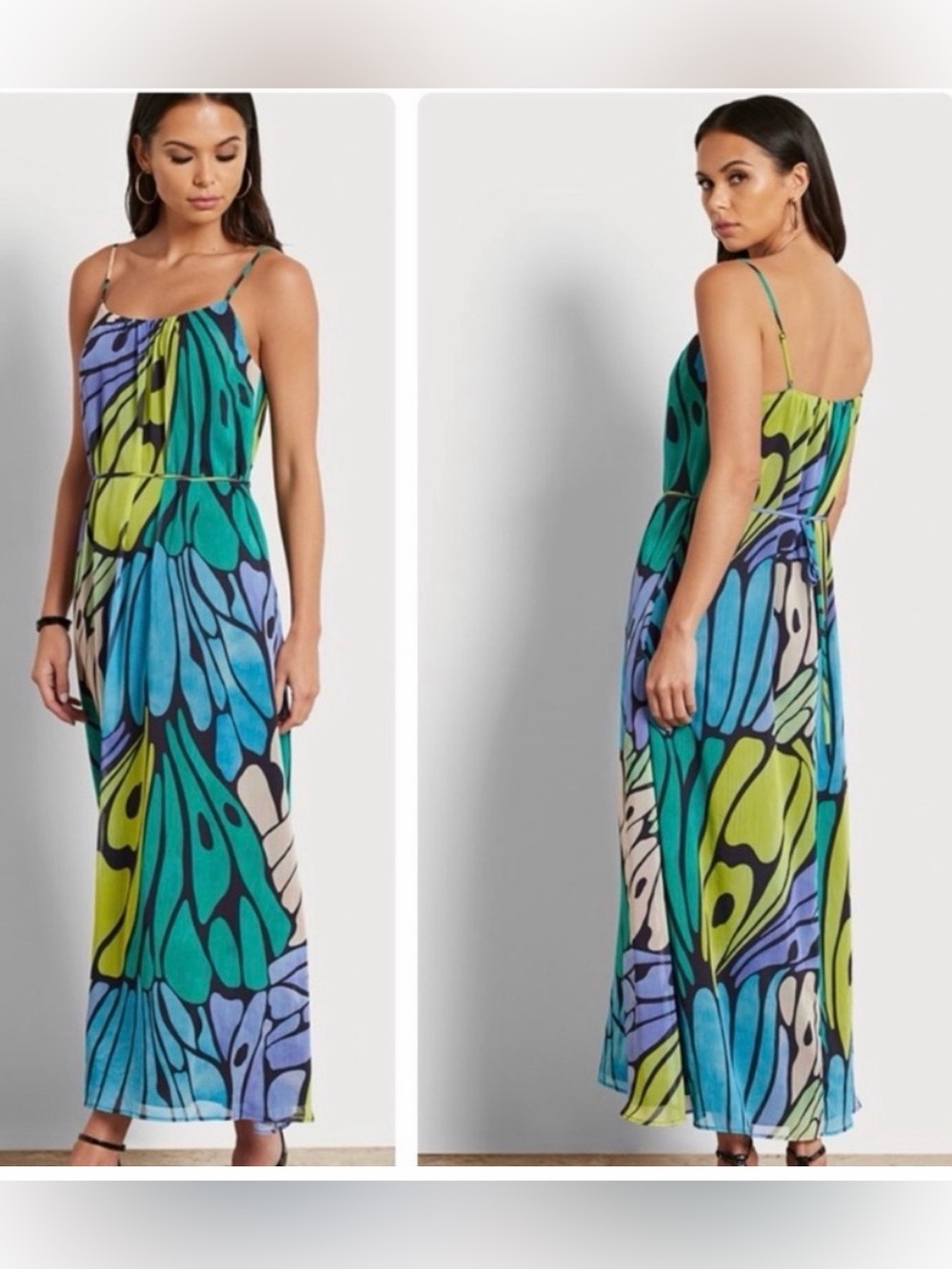 Sam Edelman Colorful Abstract Maxi Dress with Spaghetti Straps